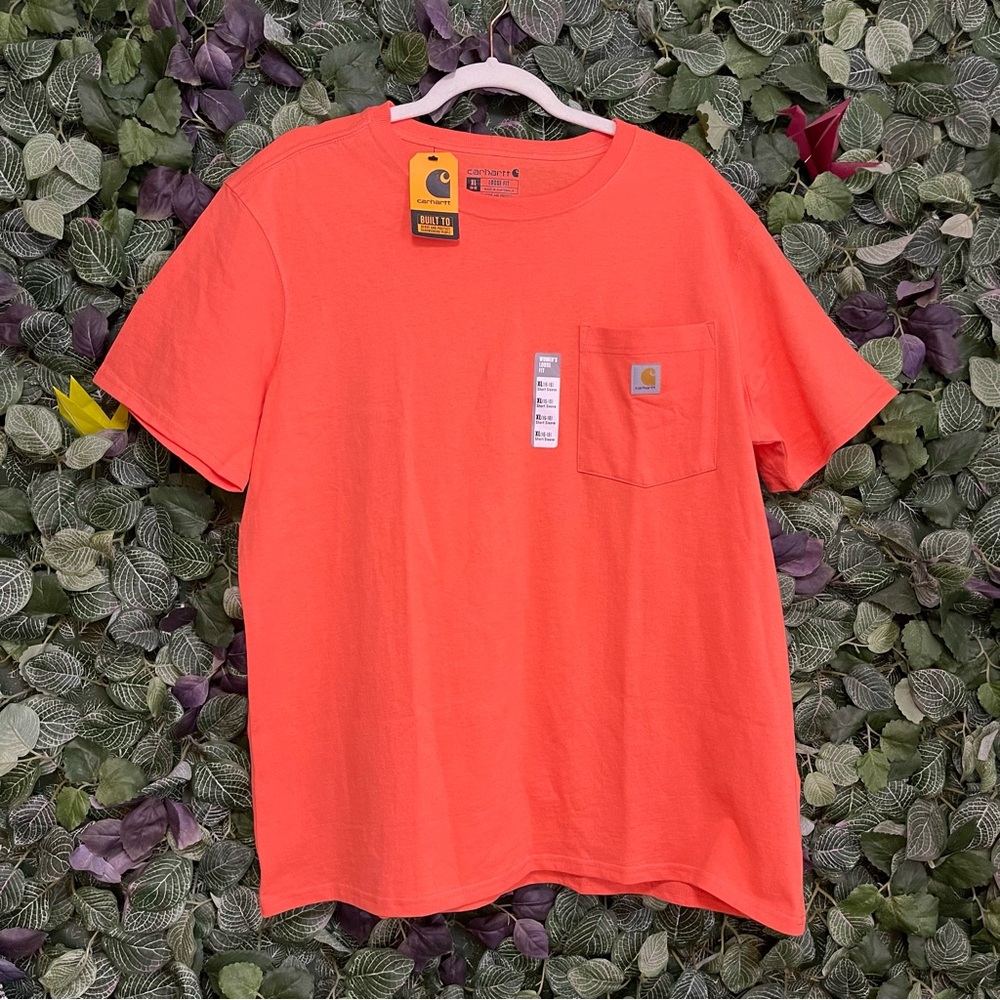 Carhartt Tee Women's Loose Fit Short Sleeve Pocket T-Shirt Coral Glow size XL